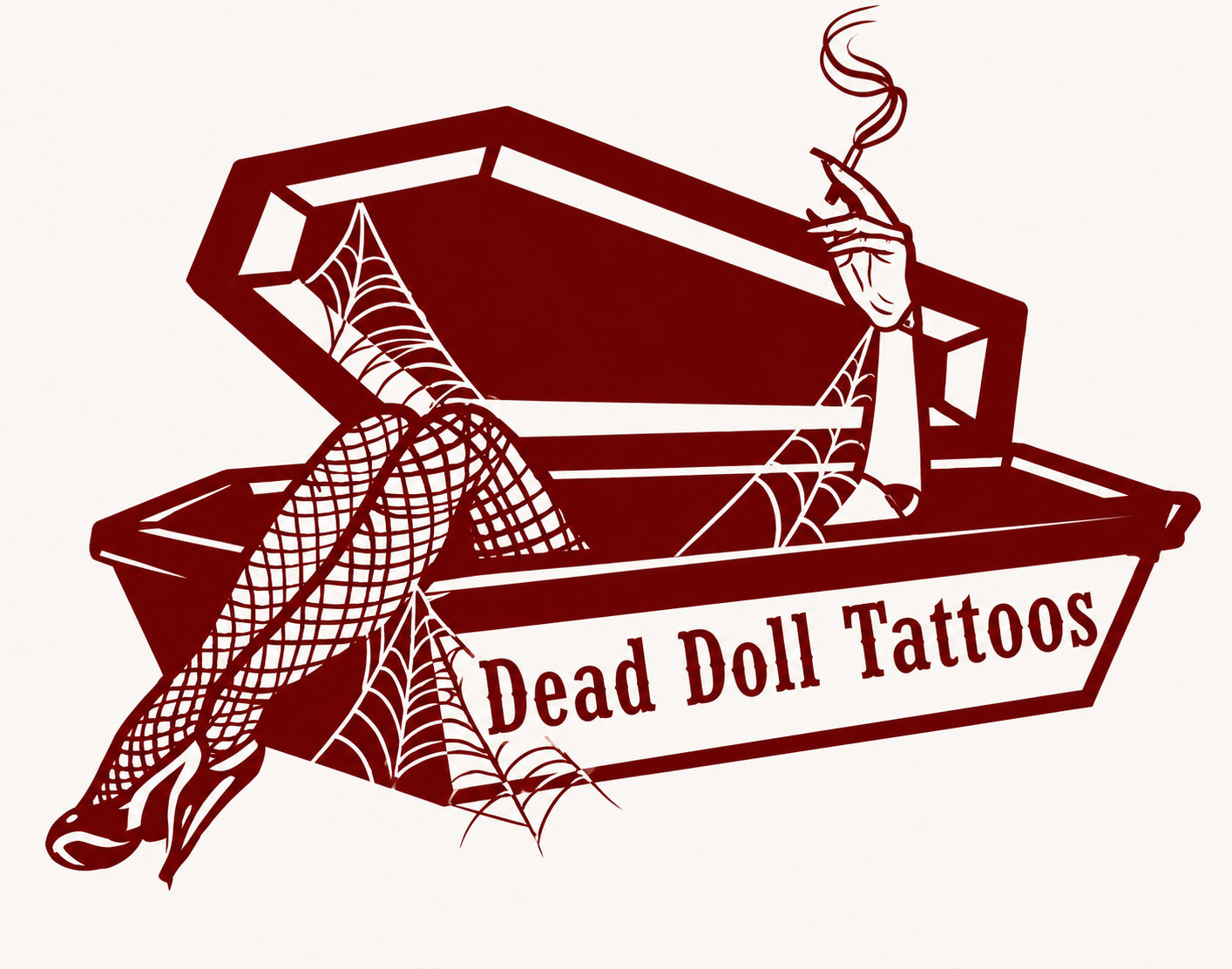 Dead Doll Tattoos coffin and pin-up logo